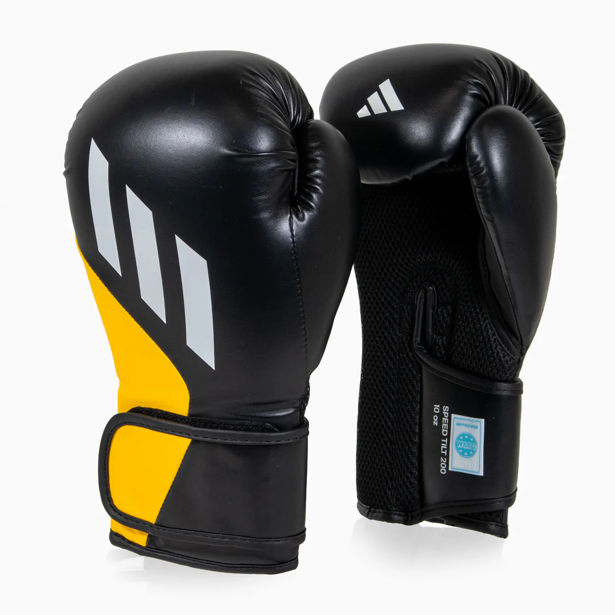 Guantes de boxeo Adidas Speed Tilt 200 WAKO 10 Oz Negro-amarillo-blanco