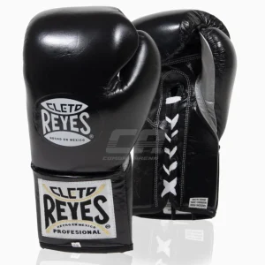Guantes de boxeo Cleto Reyes Profesional CB2 Negro-Plata con cordones