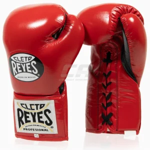 Guantes de boxeo Cleto Reyes Profesional CB2 Rojo-Negro con cordones