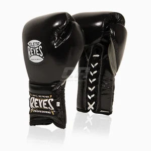Guantes de boxeo Cleto Reyes Entrenamiento Tradicional CE4 Negro-plata con cordones