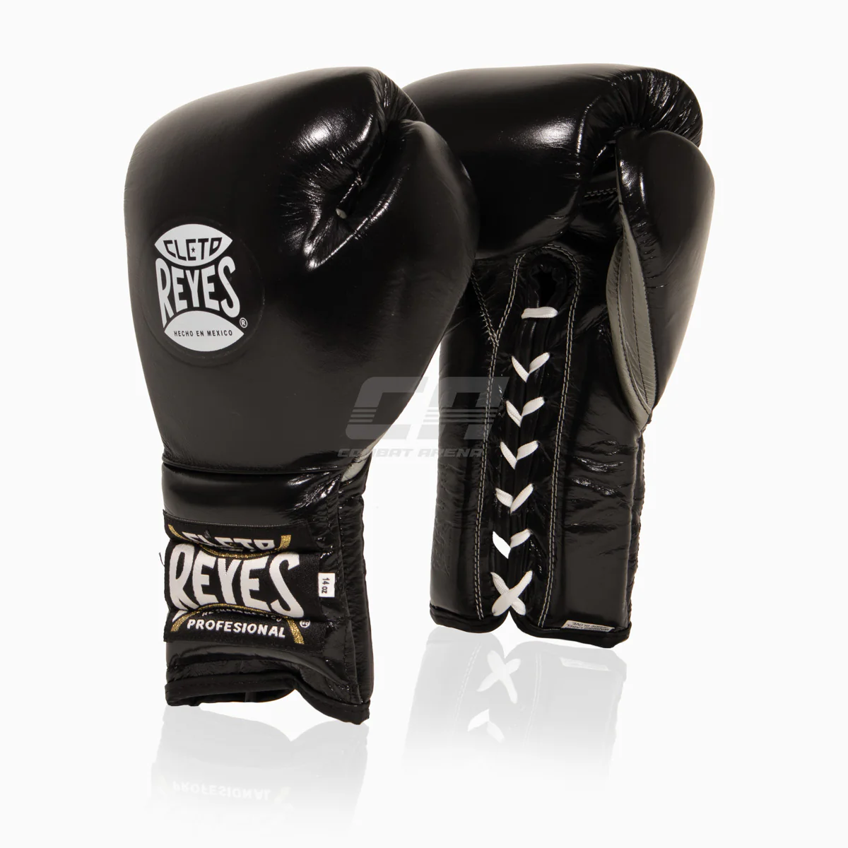 Guantes de boxeo Cleto Reyes Entrenamiento Tradicional CE4 Negro-plata con cordones