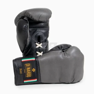 Guantes de boxeo Di Nardo con cordones 16 Oz Gris-negro