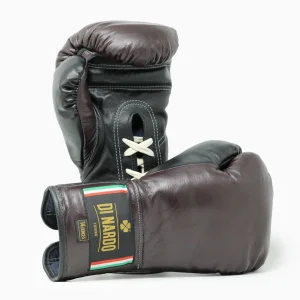 Guantes de boxeo Di Nardo con cordones Borgoña-Negro 14 oz