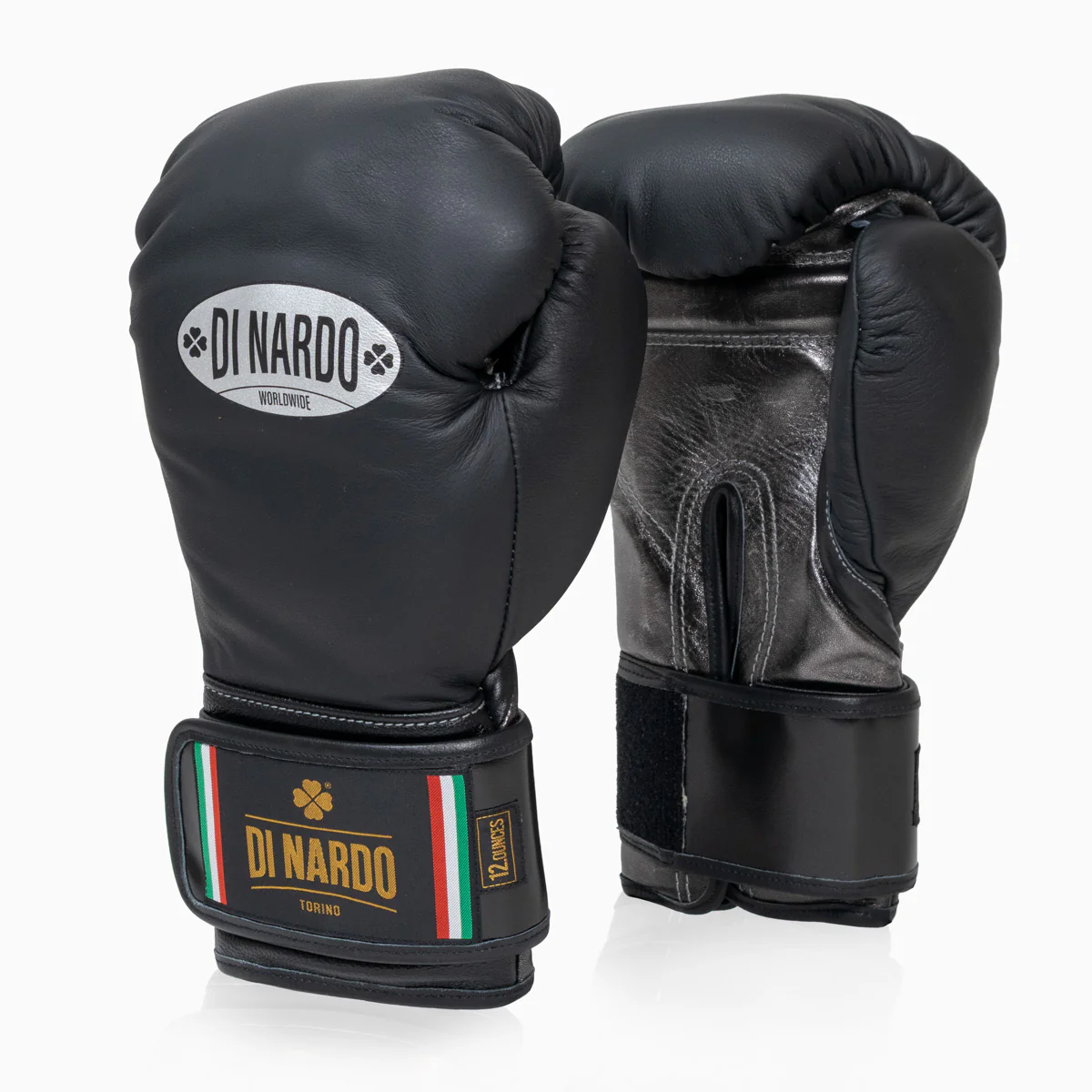 Guantes de boxeo Di Nardo con Velcro 12 Oz Negro-plata oscura - Imagen 3