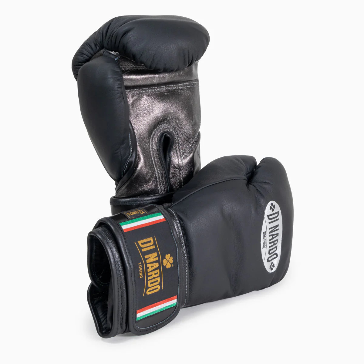 Guantes de boxeo Di Nardo con Velcro 12 Oz Negro-plata oscura