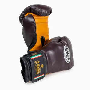 Guantes de boxeo Di Nardo con Velcro 16 Oz Borgoña-amarillo