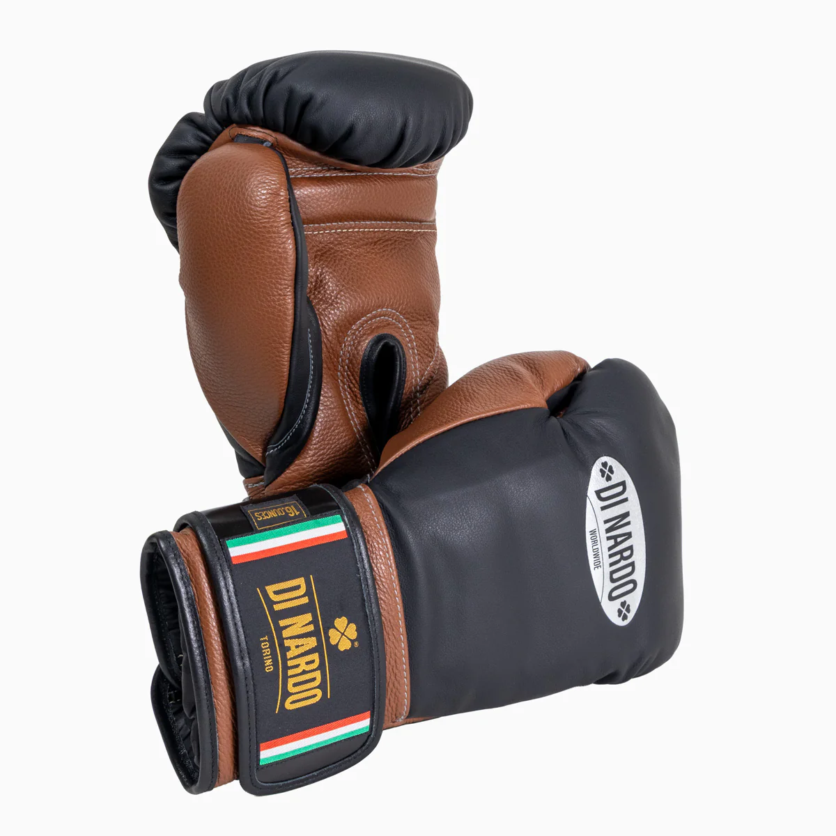Guantes de boxeo Di Nardo con Velcro 16 Oz Negro-marrón