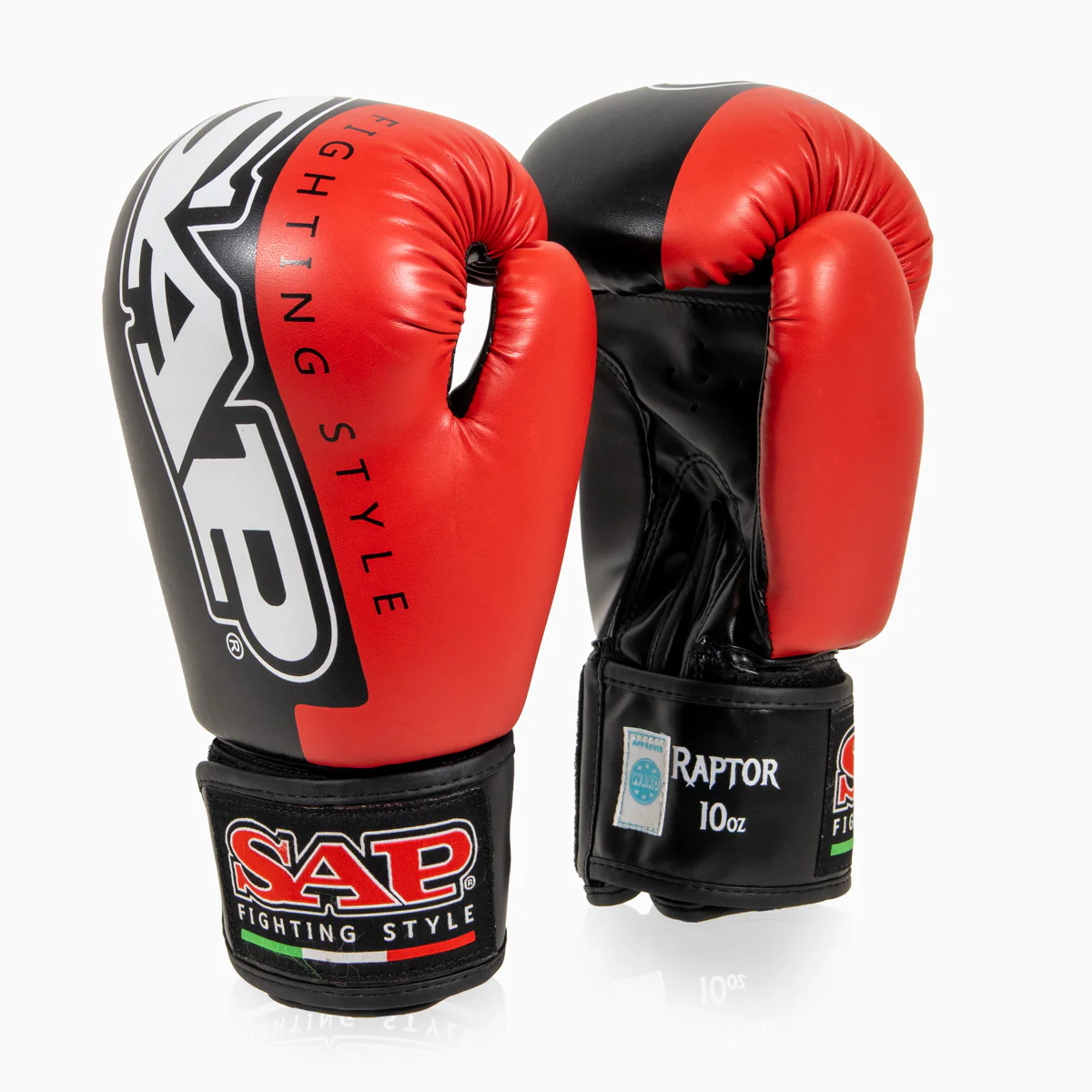 Guantes de boxeo Raptor SAP WAKO 10 Oz Negro-rojo