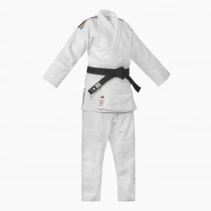 Judogi blanco Adidas J730 Champion III IJF slim rayas Italia