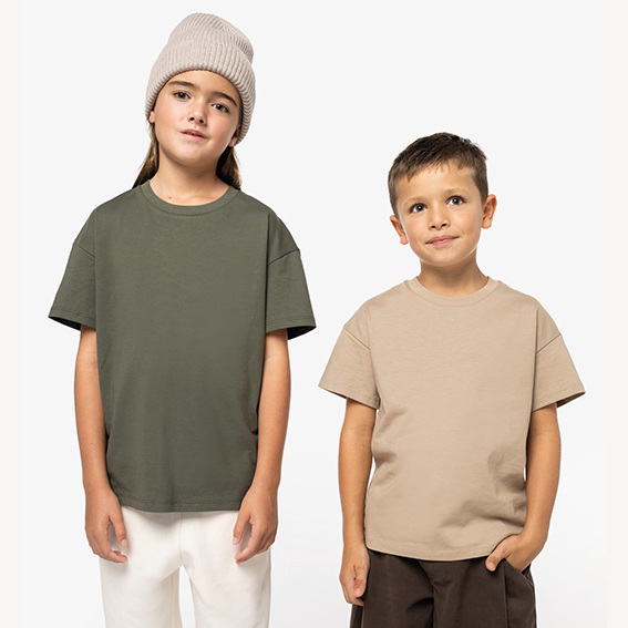 Camiseta ecorresponsable de hombros caídos infantil NS340