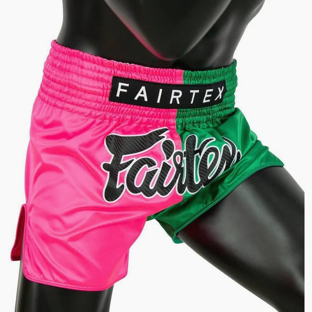 Pantalones kick-thai Fairtex BS1911 Rosa-Verde - Imagen 4
