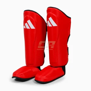 Espinilleras con parapiede Adidas Pro Kickboxing WAKO Rojo-blanco
