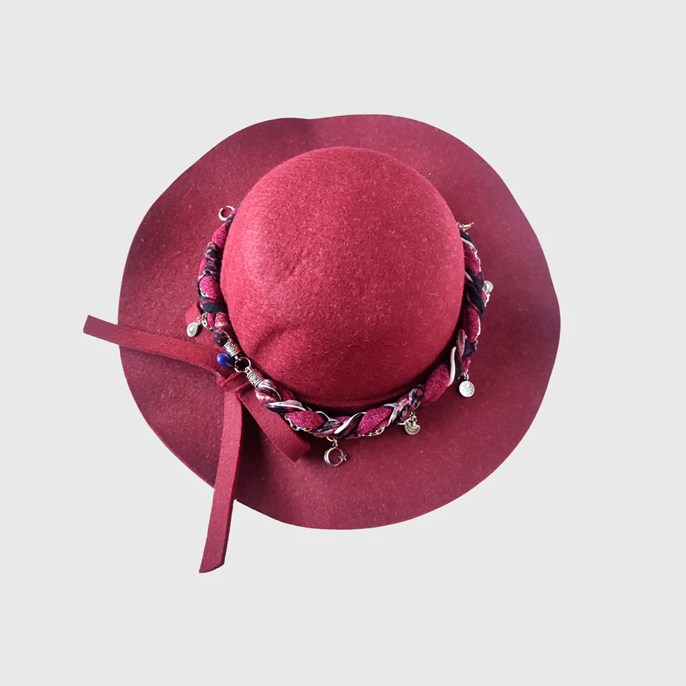 Sombrero ala corta burdeo - Imagen 5