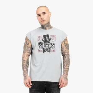 Sin mangas Tapout Skull Tank Gris