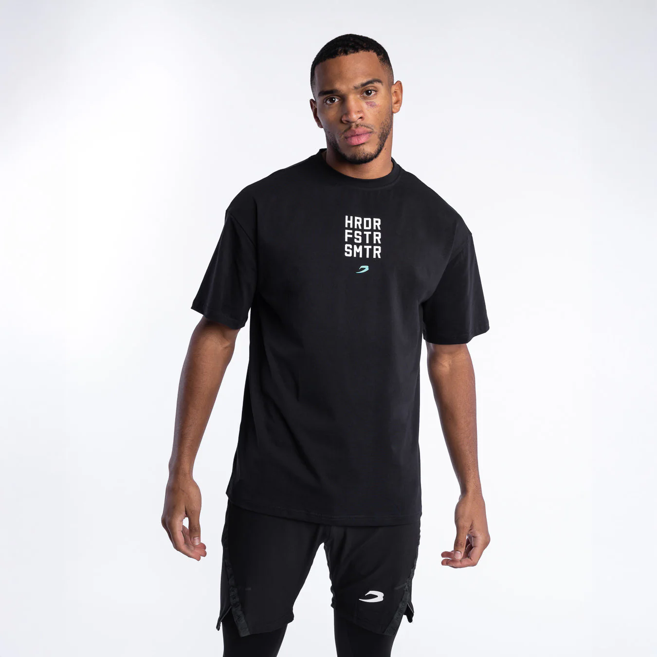 Camiseta Boxraw HRDR FSTR SMTR Oversize Negro - Imagen 3