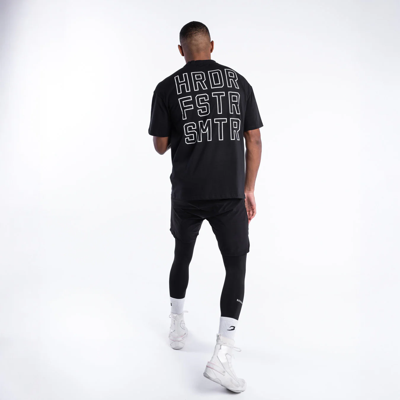 Camiseta Boxraw HRDR FSTR SMTR Oversize Negro - Imagen 5