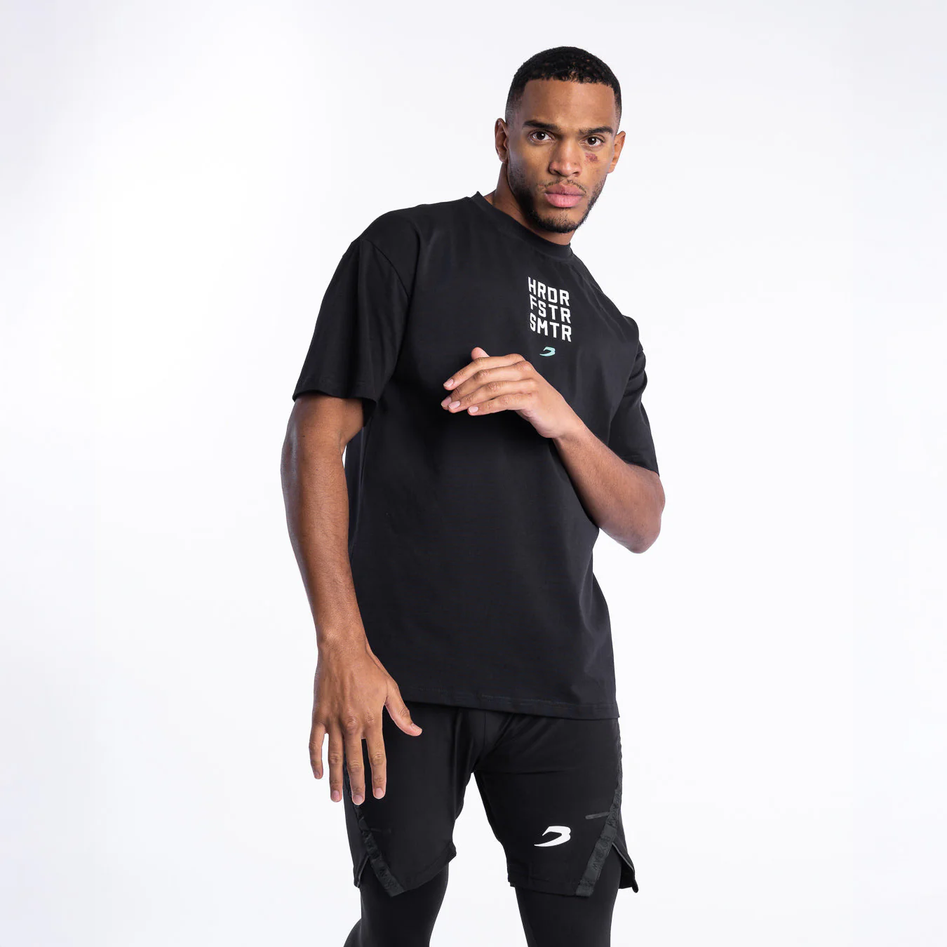 Camiseta Boxraw HRDR FSTR SMTR Oversize Negro - Imagen 6